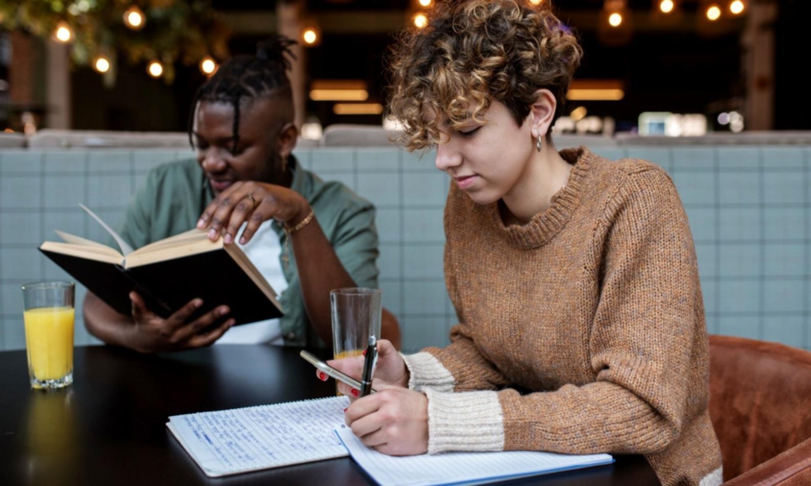 Business professionals reviewing risk assessment charts and project evaluation materials